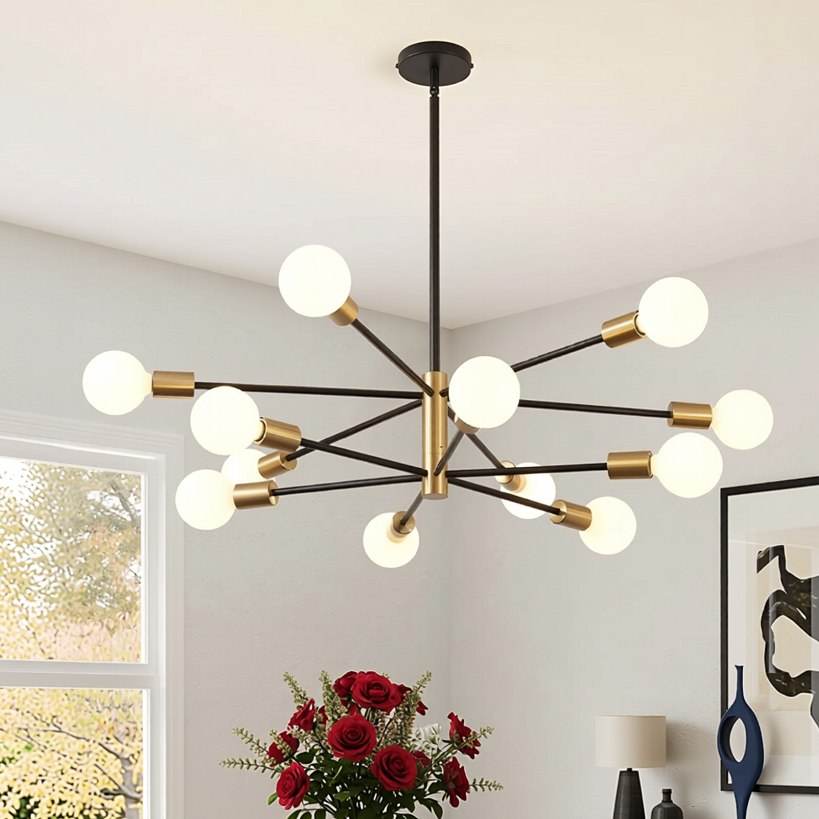 Sputnik Chandelier 12 Light Modern Pendant 3 Color Ceiling Light CL-HWGC12