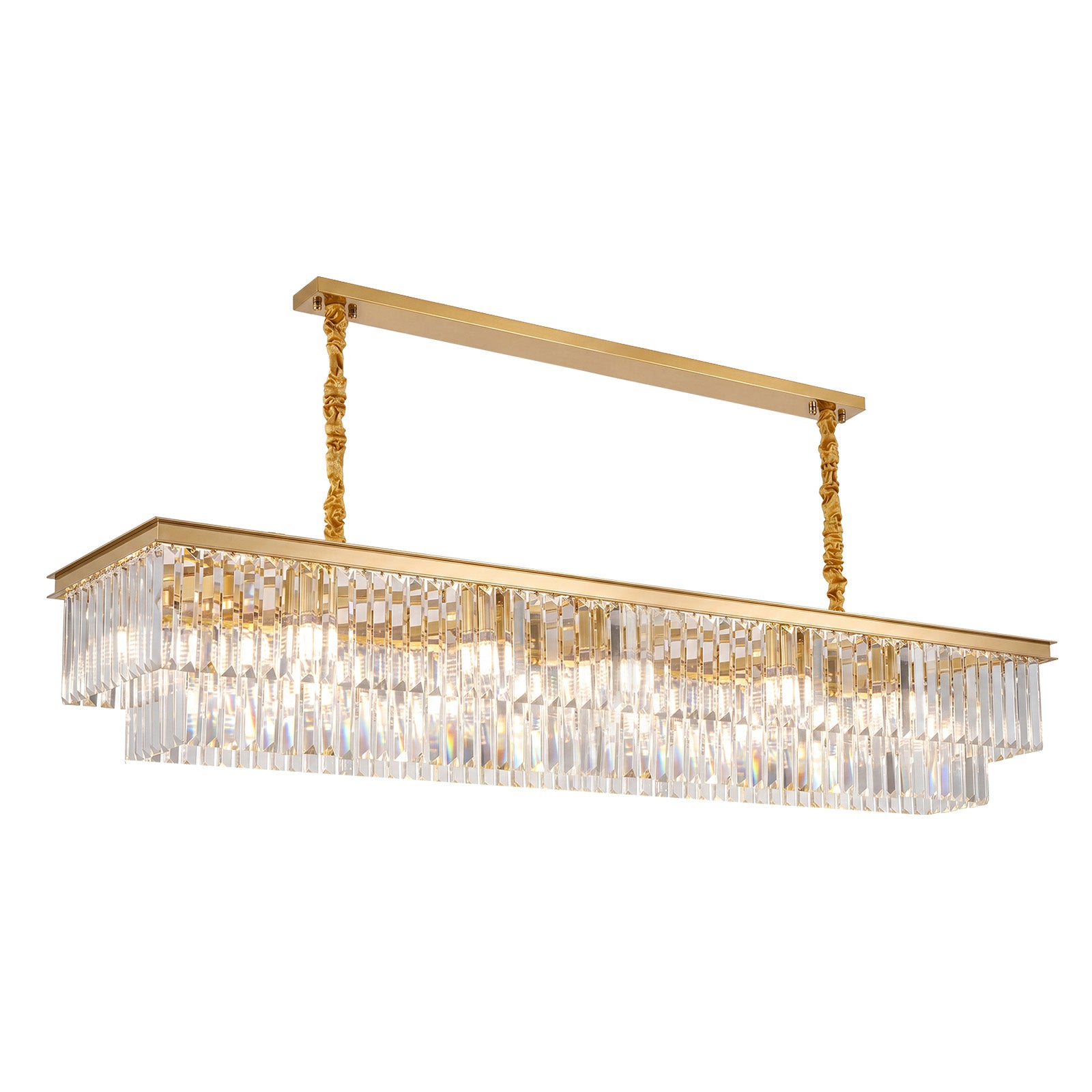 Luxury Crystal Strip Chandelier Golden Ceiling Light Lamp LED CL-CSCGO