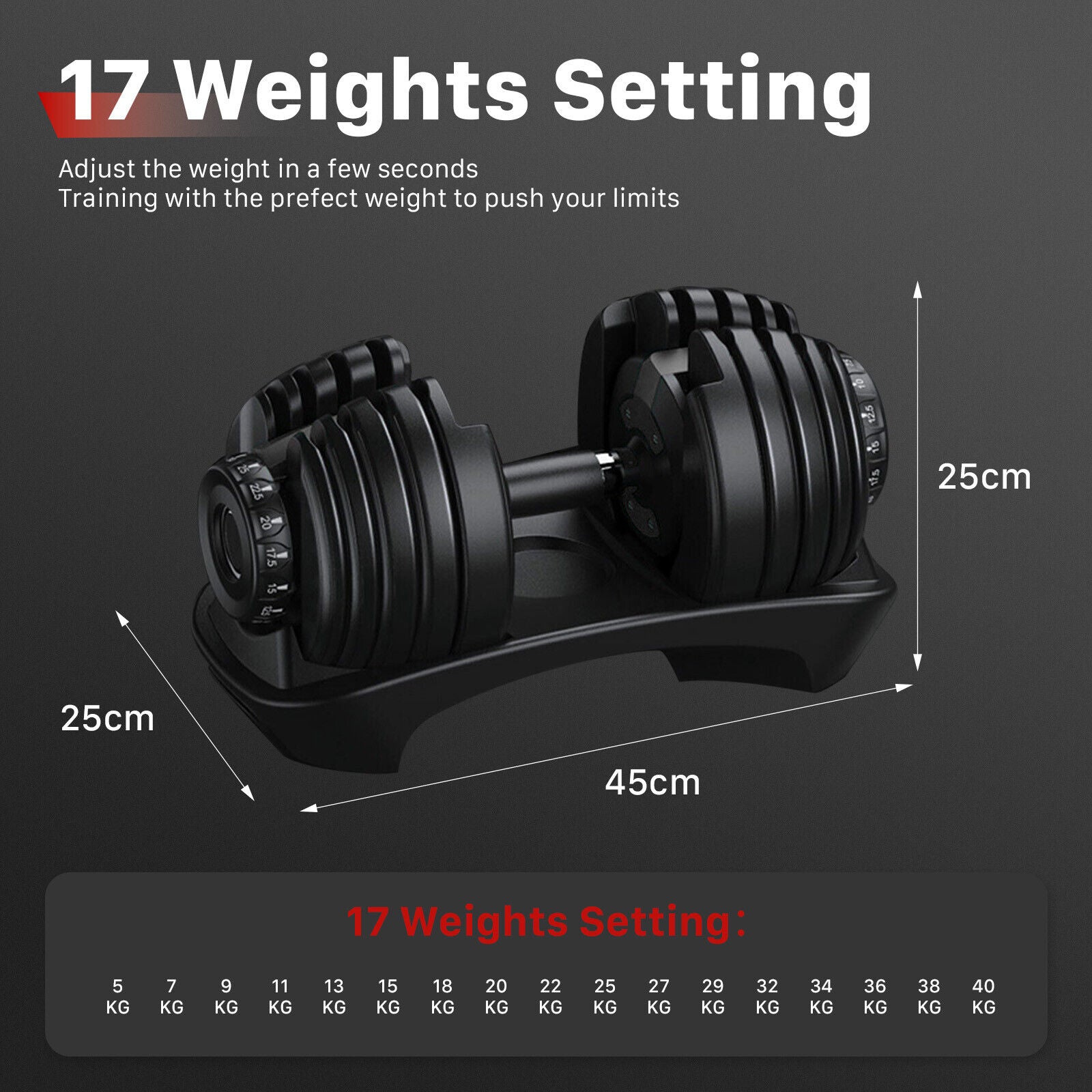 48kg/80kg Adjustable Dumbbells Set Weight Plates Home Gym Fitness Exercise