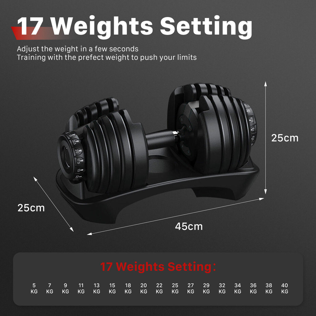 48kg/80kg Adjustable Dumbbells Set Weight Plates Home Gym Fitness Exercise