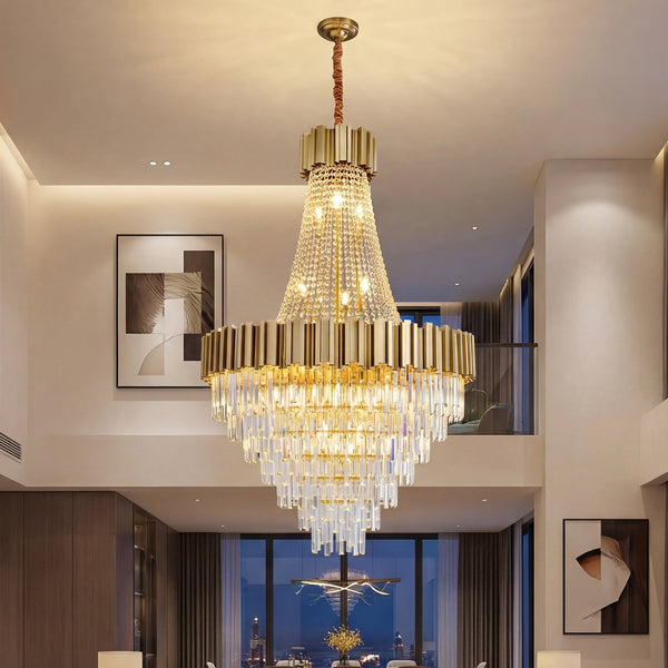 Luxury Crystal Spinning Top Chandelier Modern High Ceiling Light CL-CSTC