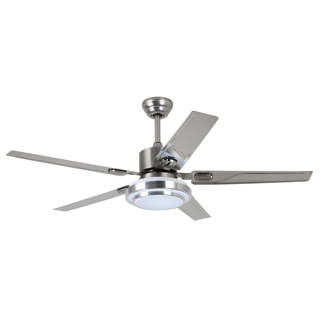 52'' Modern Silver Ceiling Fan with Light & Remote Control DD5B-M-2S-52-L