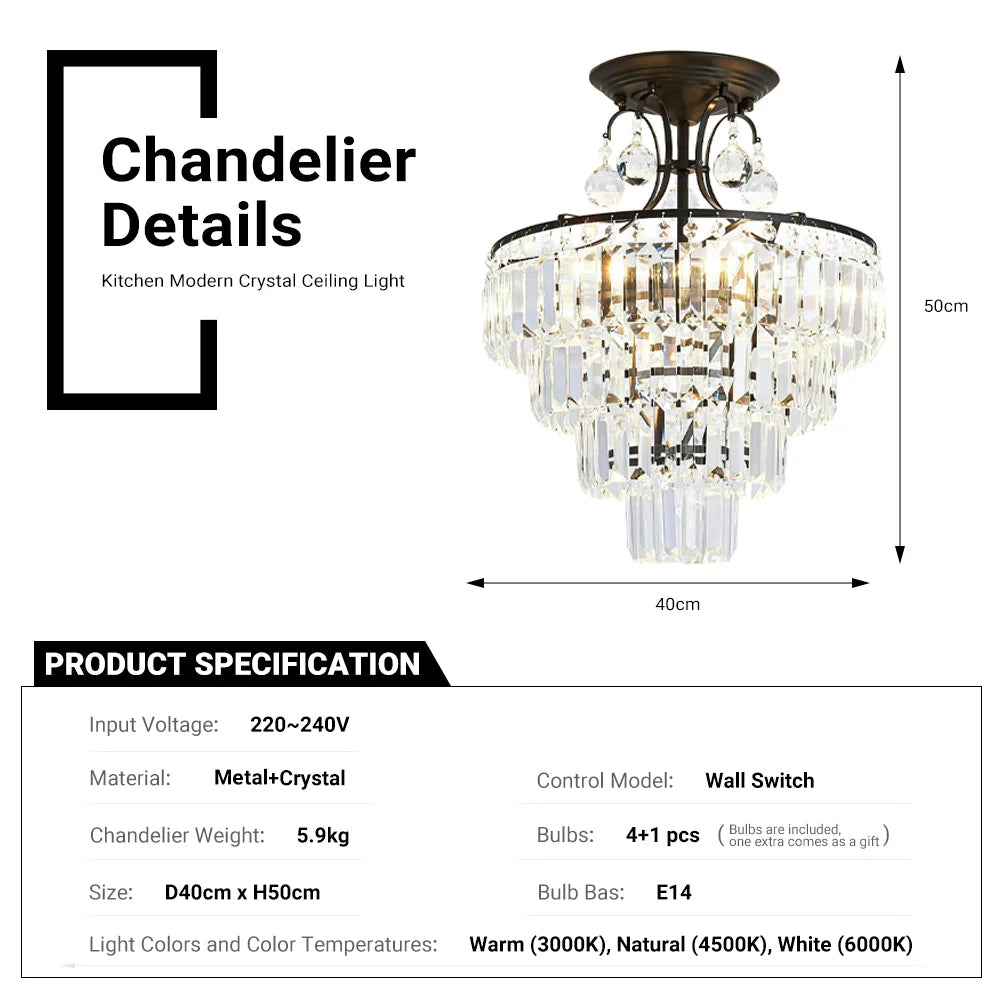 4 Lights Crystal Chandelier by USOR - Australian Chandelier Store