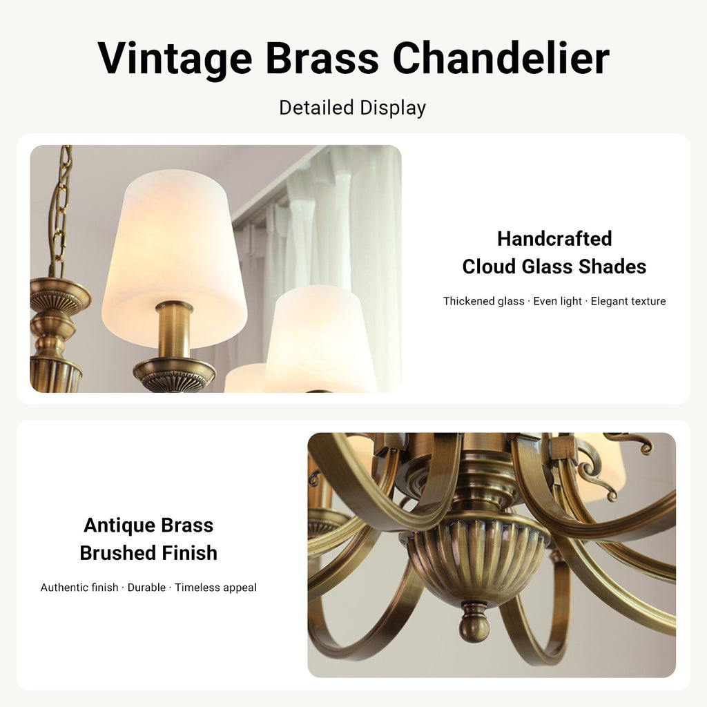 Solid Brass 8 Light Chandelier Antique Brass Pendant Lighting CL-VBC8