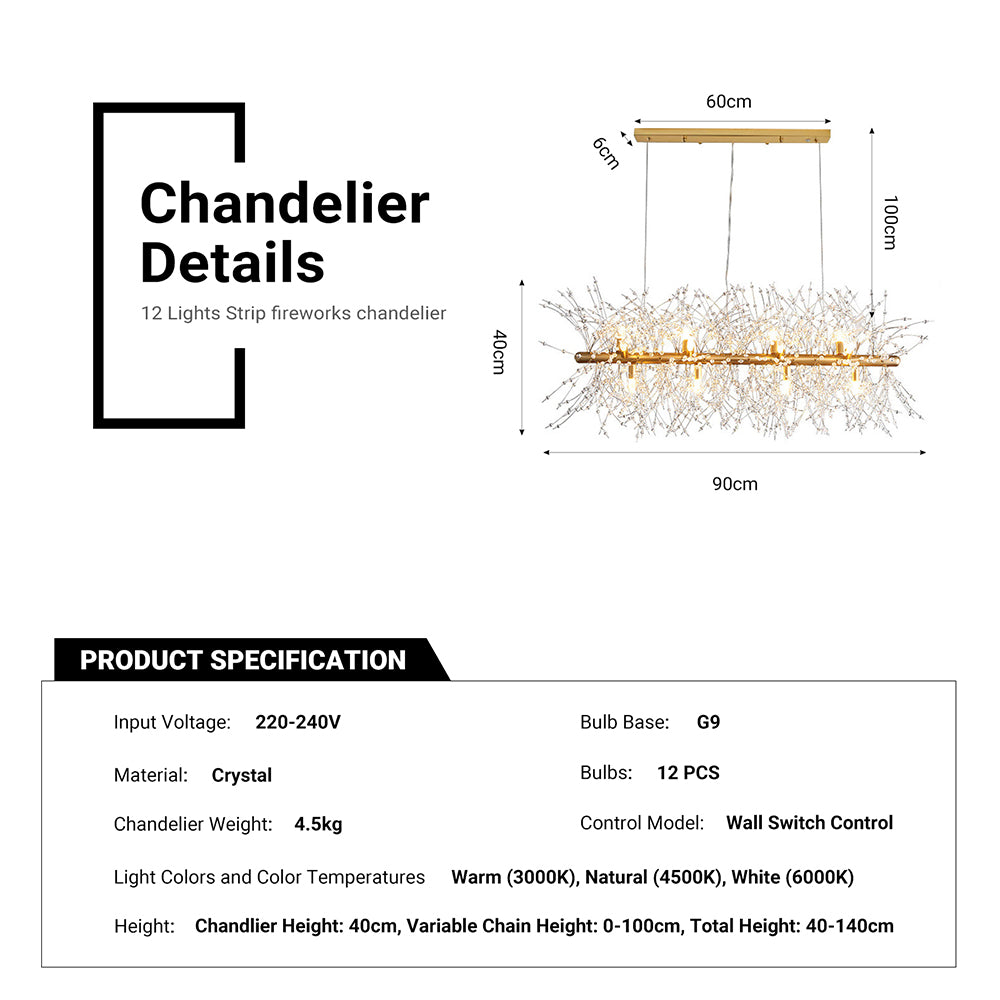 12 Lights Modern Firework Chandelier Firework by USOR - Australian Chandelier Store