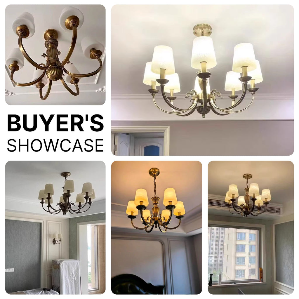 Solid Brass 6 Light Chandelier Antique Brass Pendant Lighting CL-VBC6