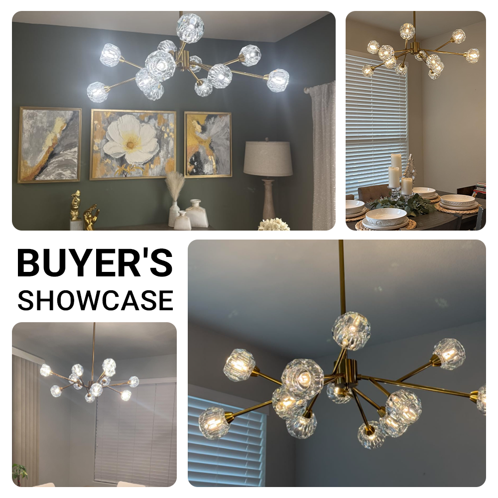 Brass Sputnik Chandelier Modern Pendant 3-Color Ceiling Light CL-12G