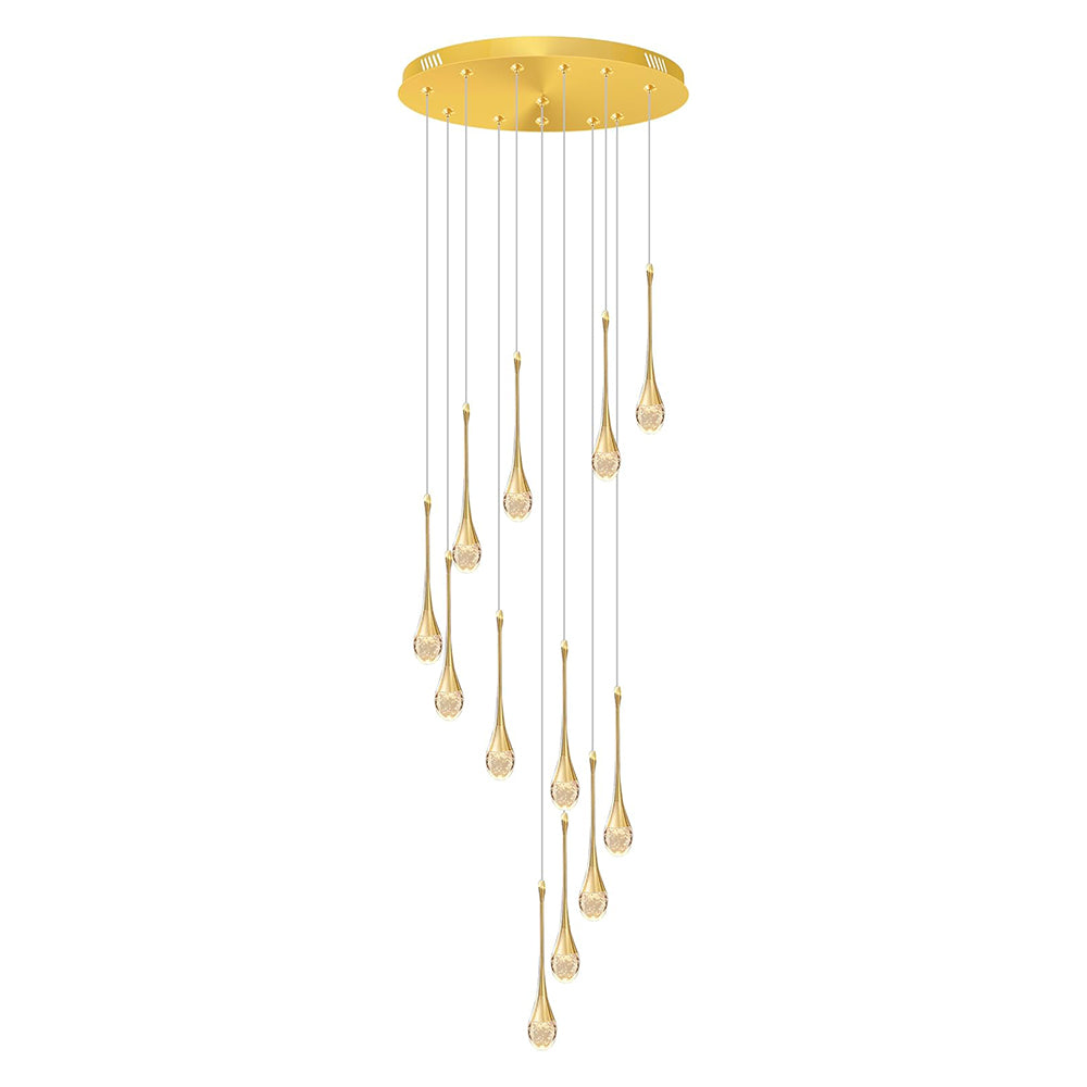 Modern 12/18 Lights Gold Raindrop Pendant Chandelier by USOR - Australian Chandelier Store