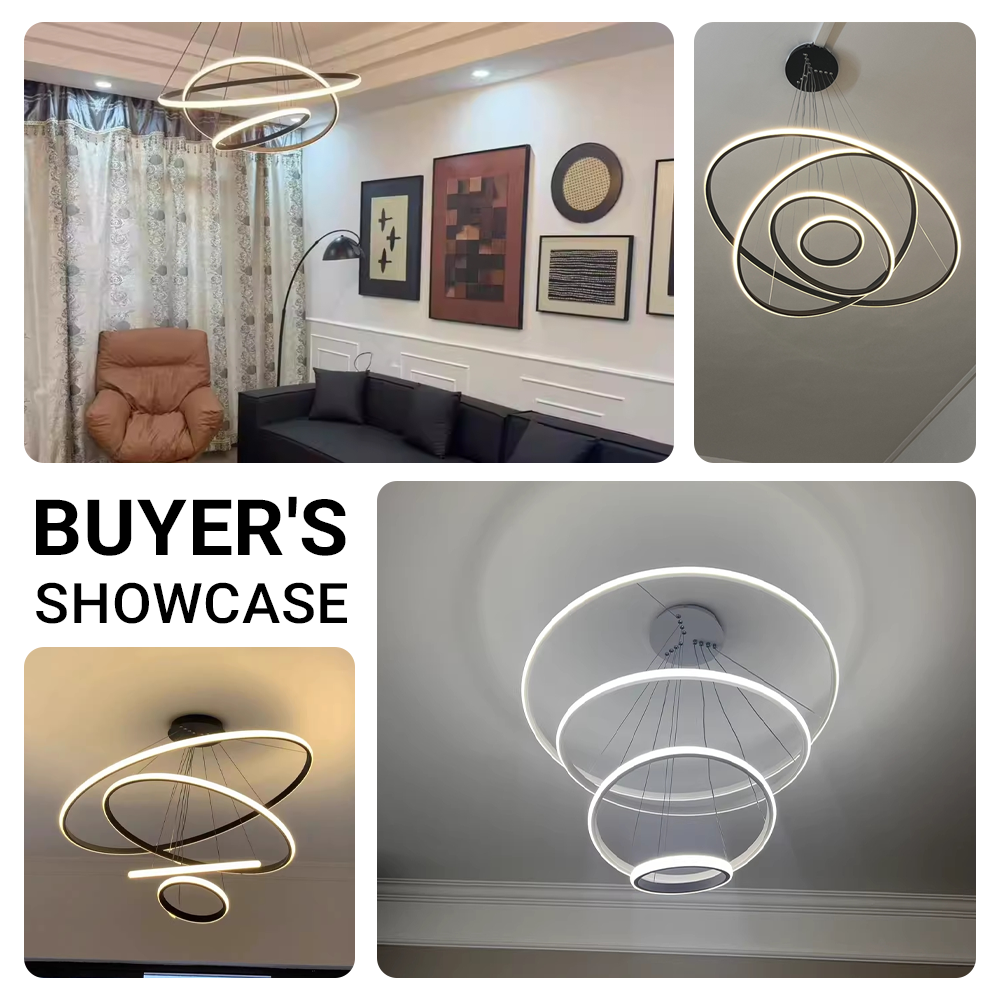 4 Rings Crystal Chandelier Black 3 Colors Home Ceiling Light CL-4RB