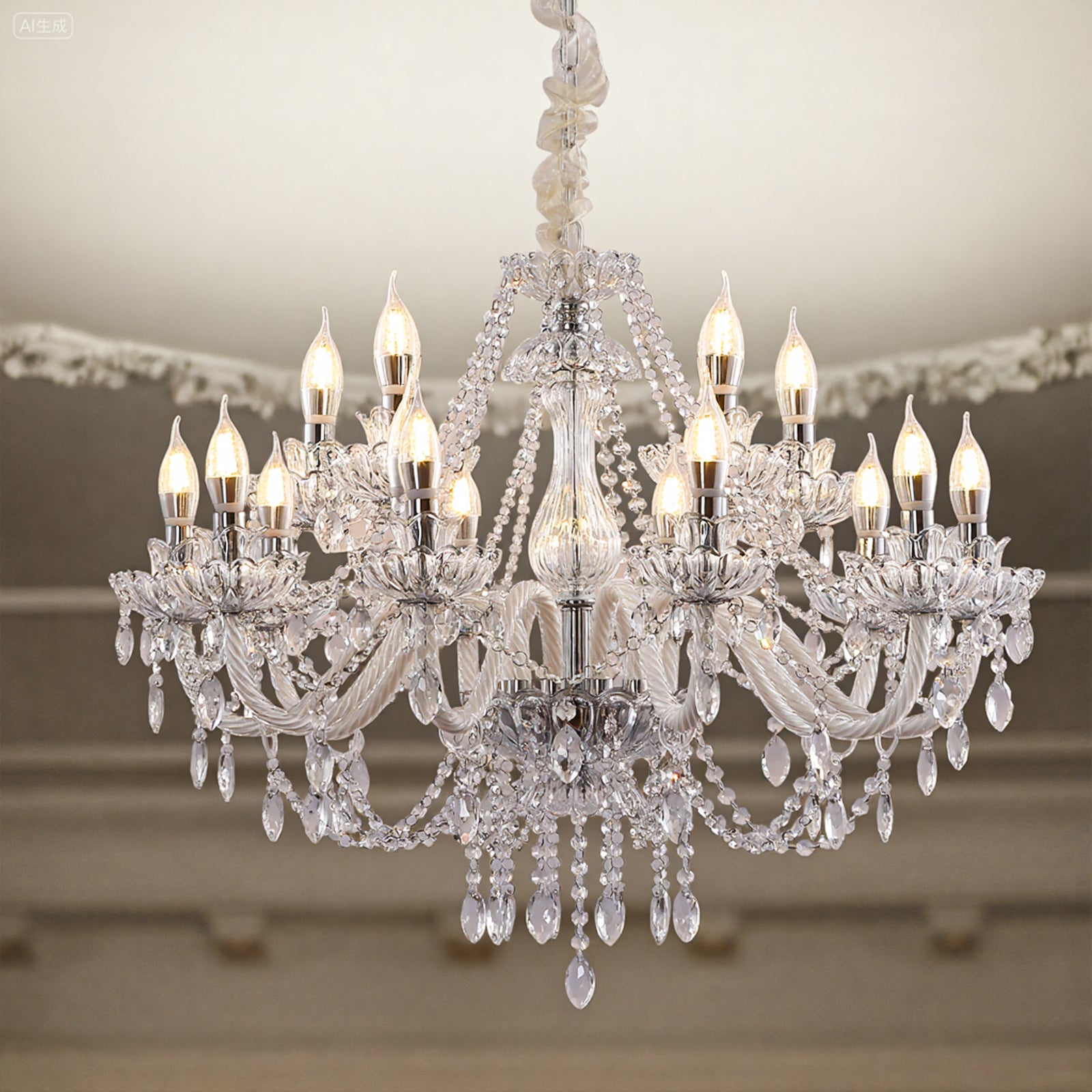 15 Lights Crystal Chandelier Large Ceiling Pendant Light CL-WCC15
