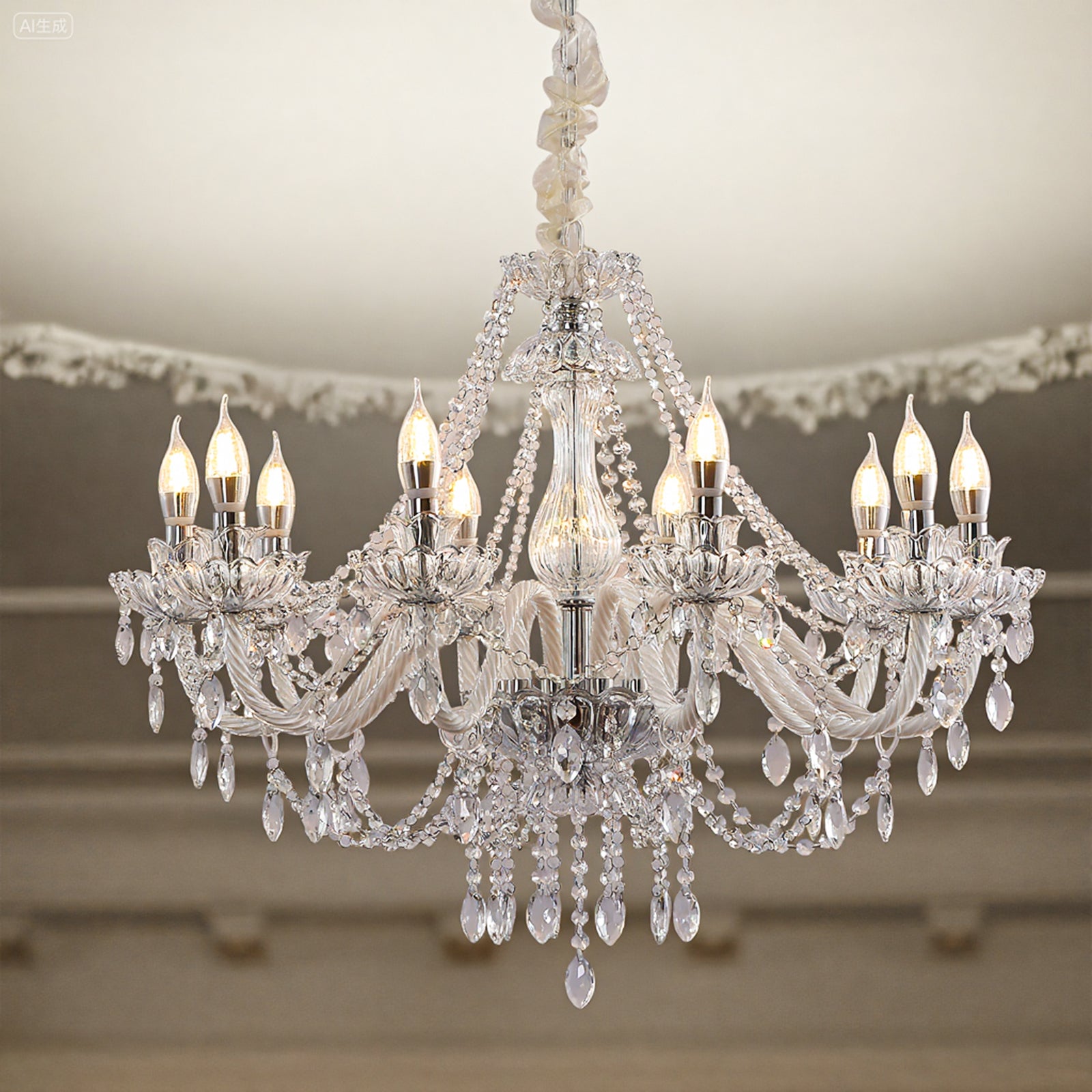 10 Lights Crystal Chandelier Large Ceiling Pendant Light CL-WCC10