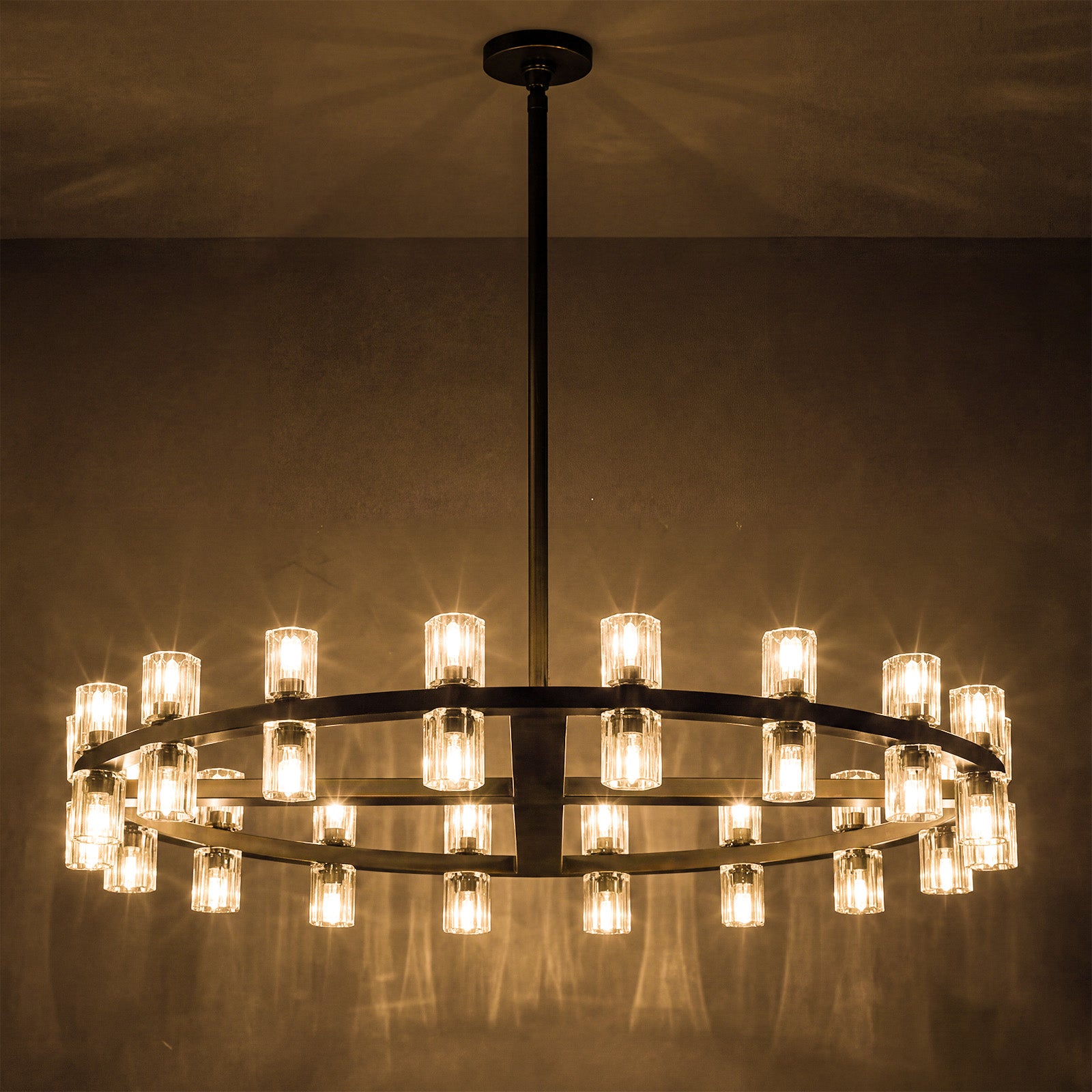 Modern K9 Crystal Chandelier 36-Light D90cm Black Large Wagon Wheel Pendant CL-BWPL