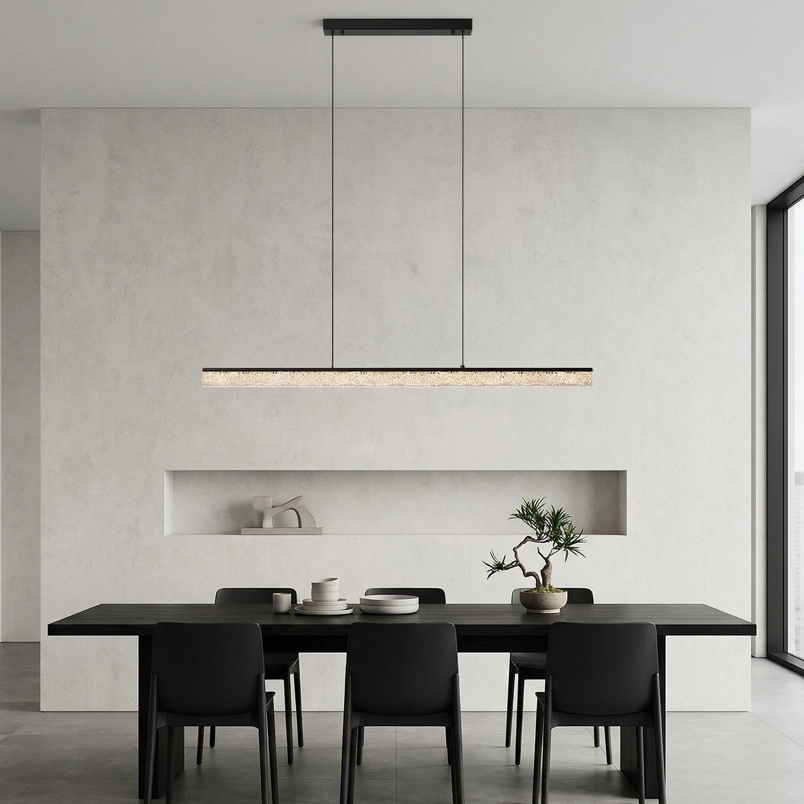 Crackle Resin Linear Pendant Light Modern Minimalist Dining Chandelier CL-LSCC