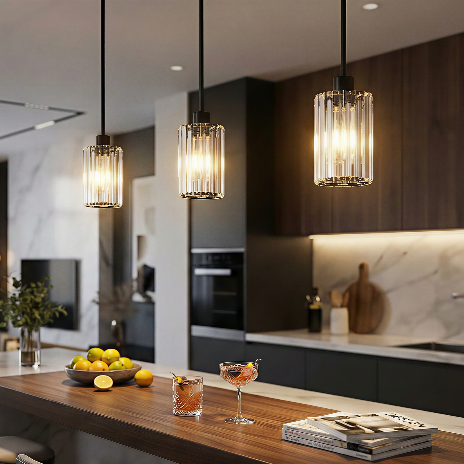 Modern Crystal Pendant Light Mini Chandelier Hanging Lamp Black CL-SCL