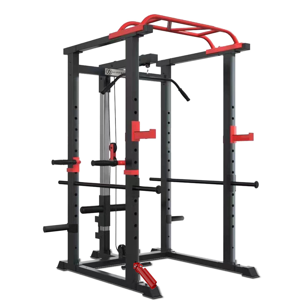 Power Rack Cage w/ Lat Pull Down Dip Bar Bench Press Squats Home Gym