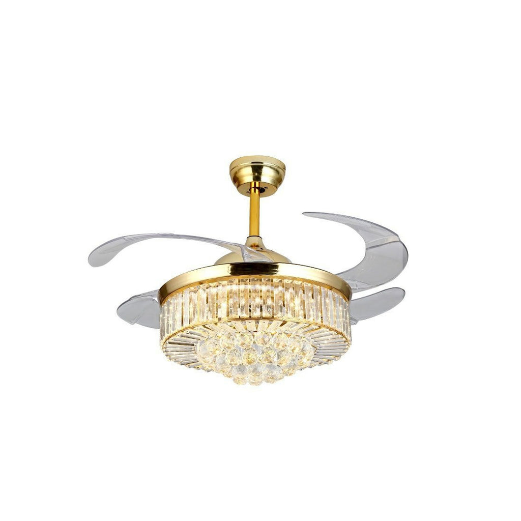 Ceiling Fan With Crystal Light 42''Vintage Gold Remote Control CF-4203