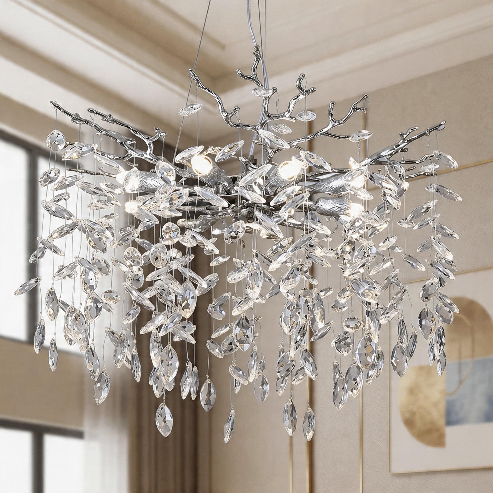 Crystal Tree Branches Chandelier 60cm Gold/Silver 8-Light Luxury Pendant CL-LCTB60