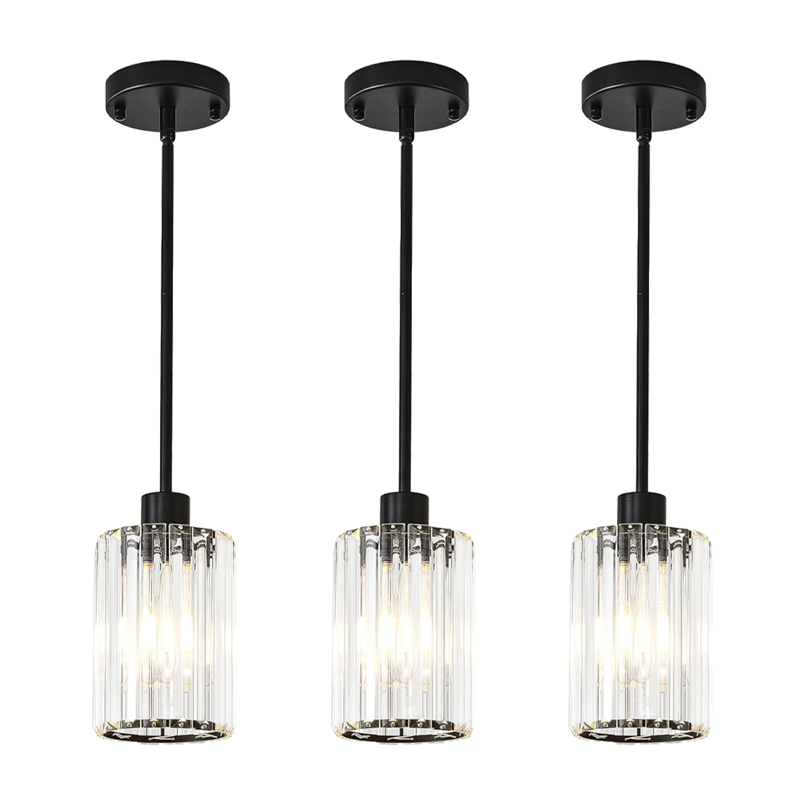 Modern Crystal Pendant Light 3 Pack Mini Chandelier Hanging Lamp Black CL-SCL