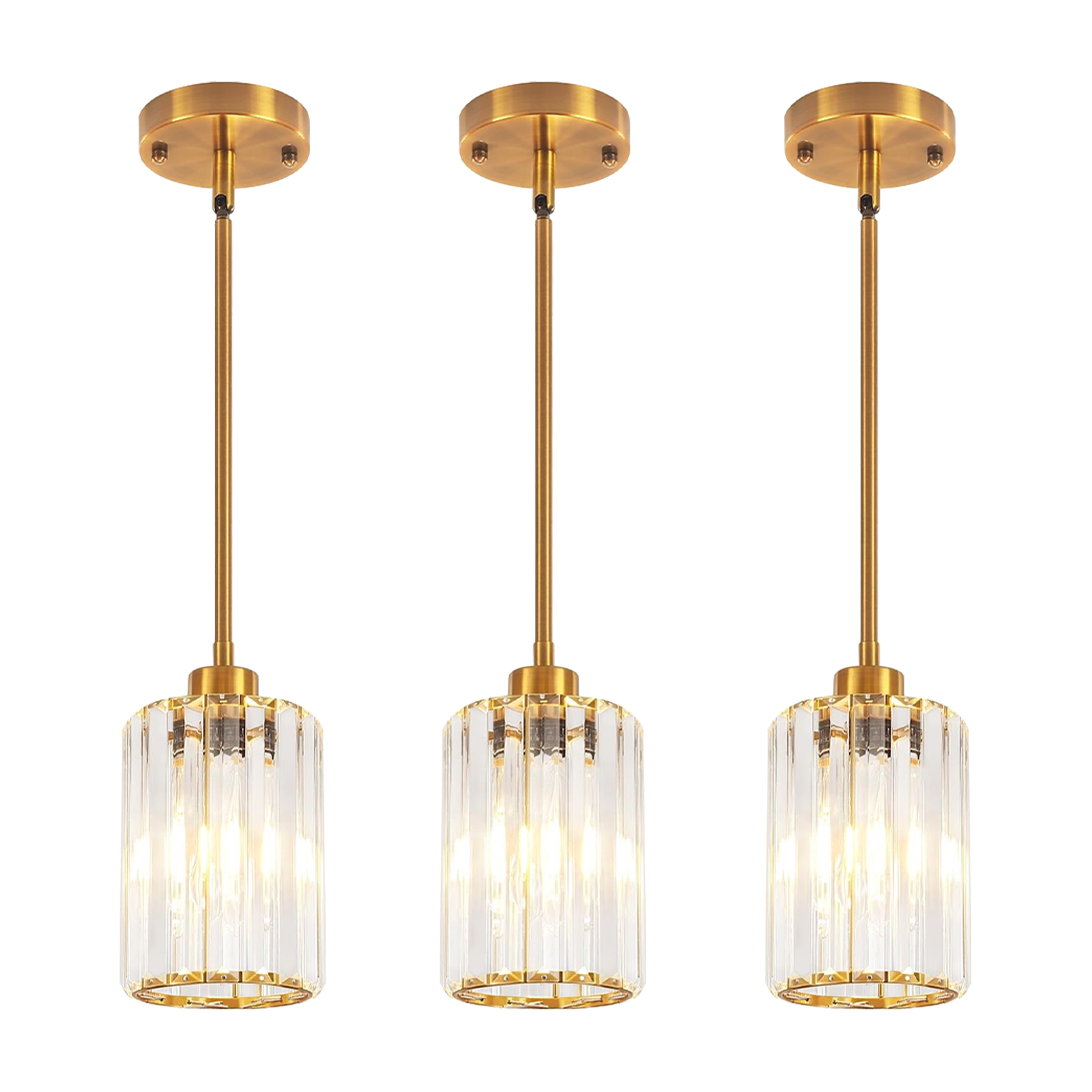 Modern Crystal Pendant Light 3 Pack Mini Chandelier Hanging Lamp Gold CL-SCL
