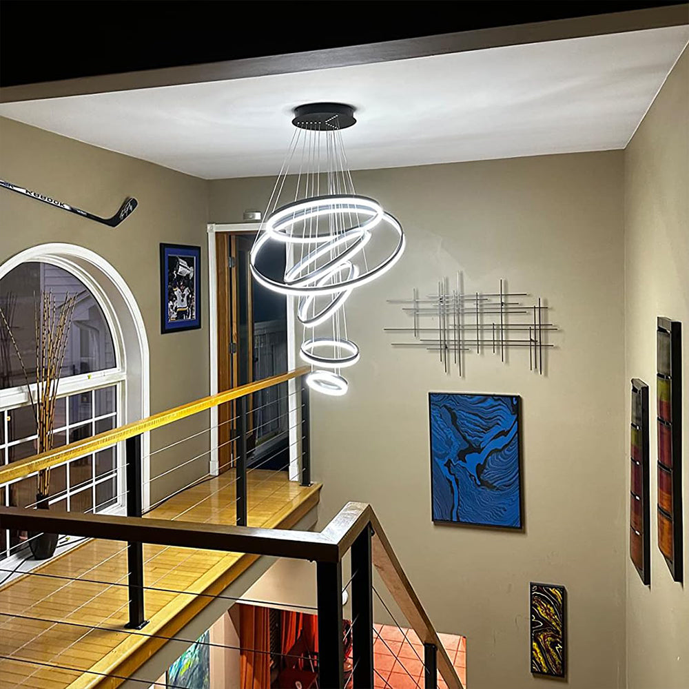 Modern Black&White 5/6 Rings Chandelier by USOR - Australian Chandelier Store