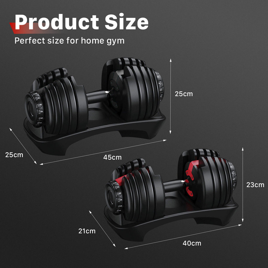 48kg/80kg Adjustable Dumbbells Set Weight Plates Home Gym Fitness Exercise