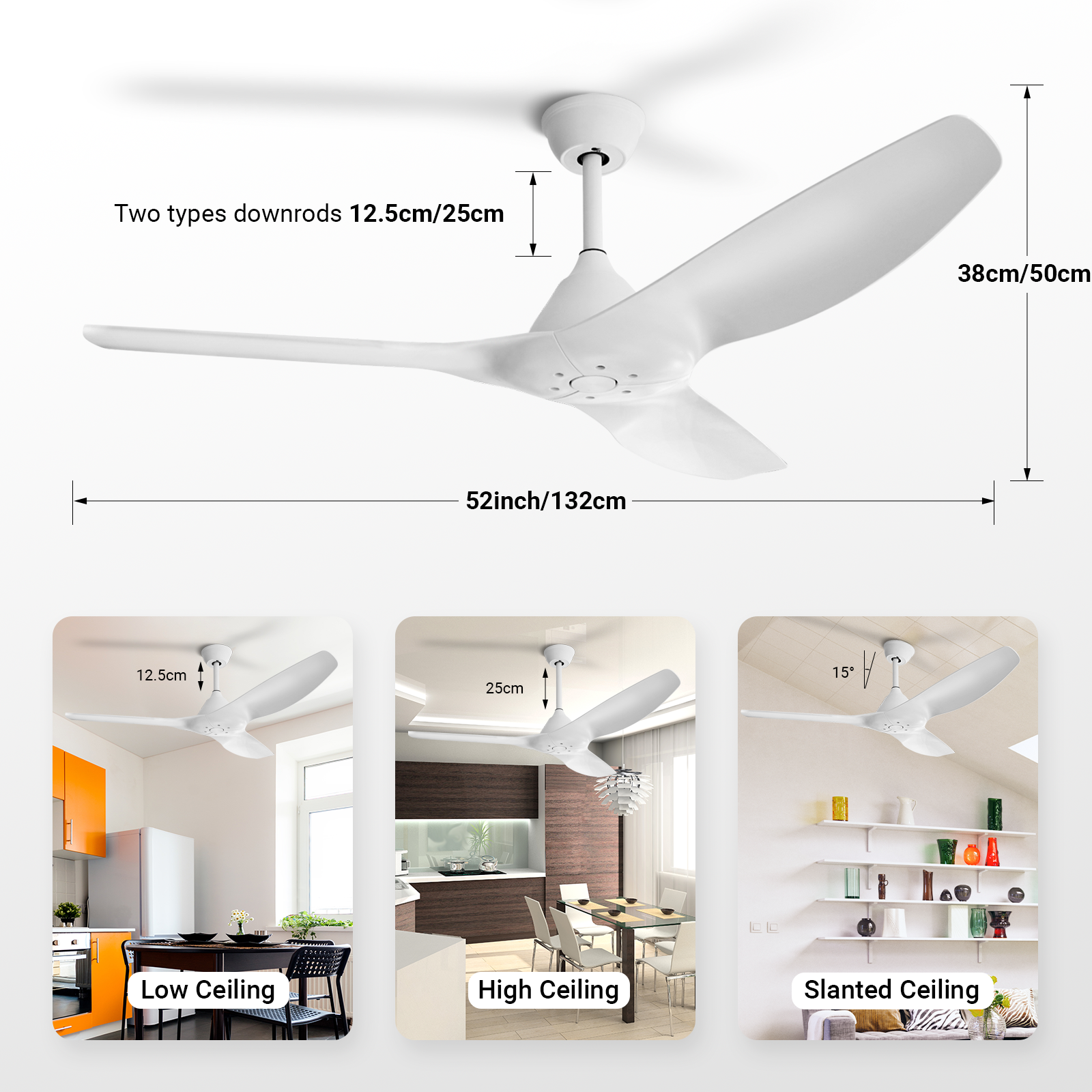 52'' Pure White Ceiling Fan by USOR - Australian Ceiling Fan Store