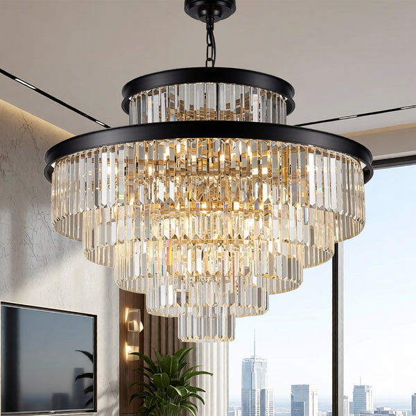 18 Light 2 Tier Cake Crystal Chandelier K9 Black 3 Colors CL-TCCB