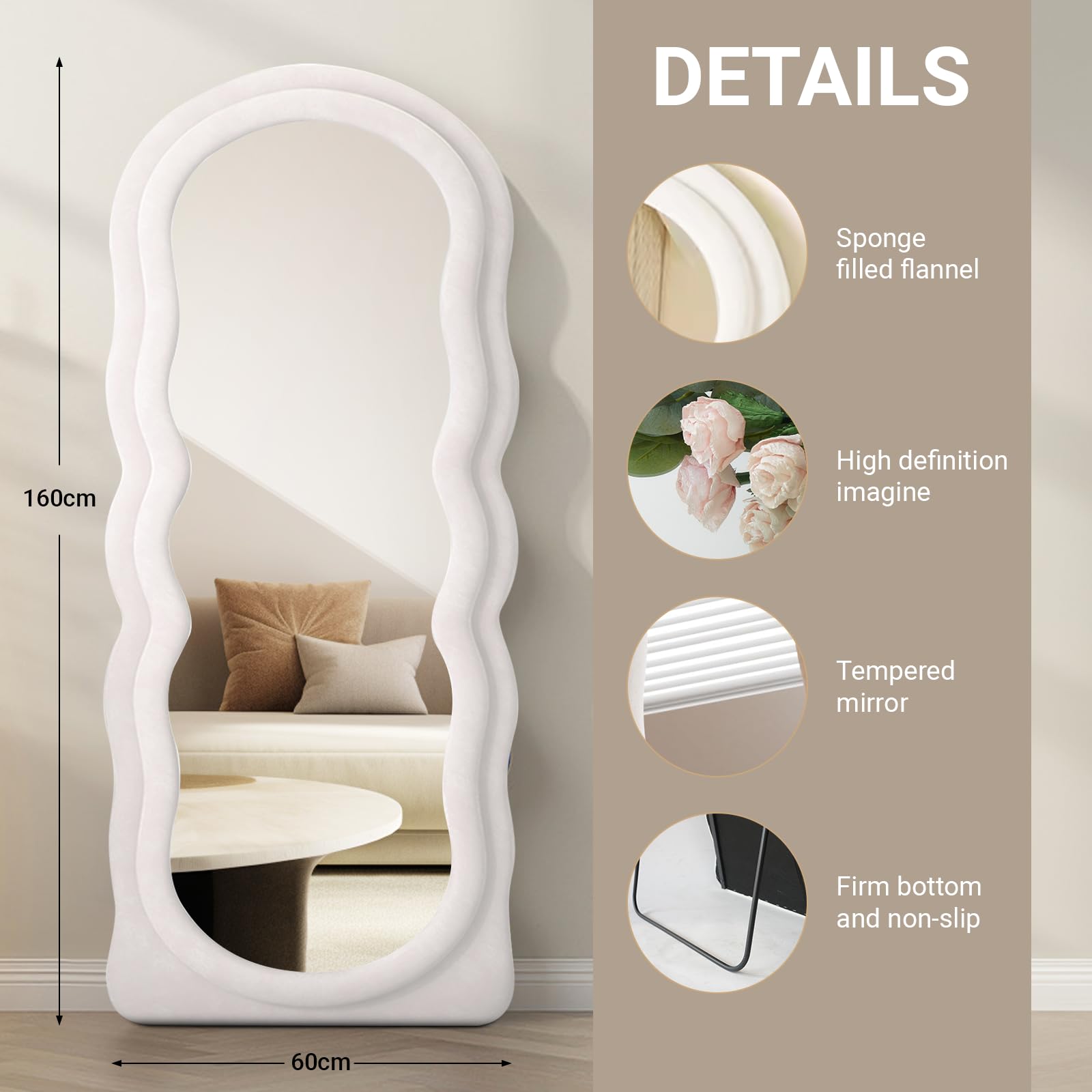 160x60cm Elegance Curvy Full Length Mirror by USOR - Australian Furniture & Homeware Store