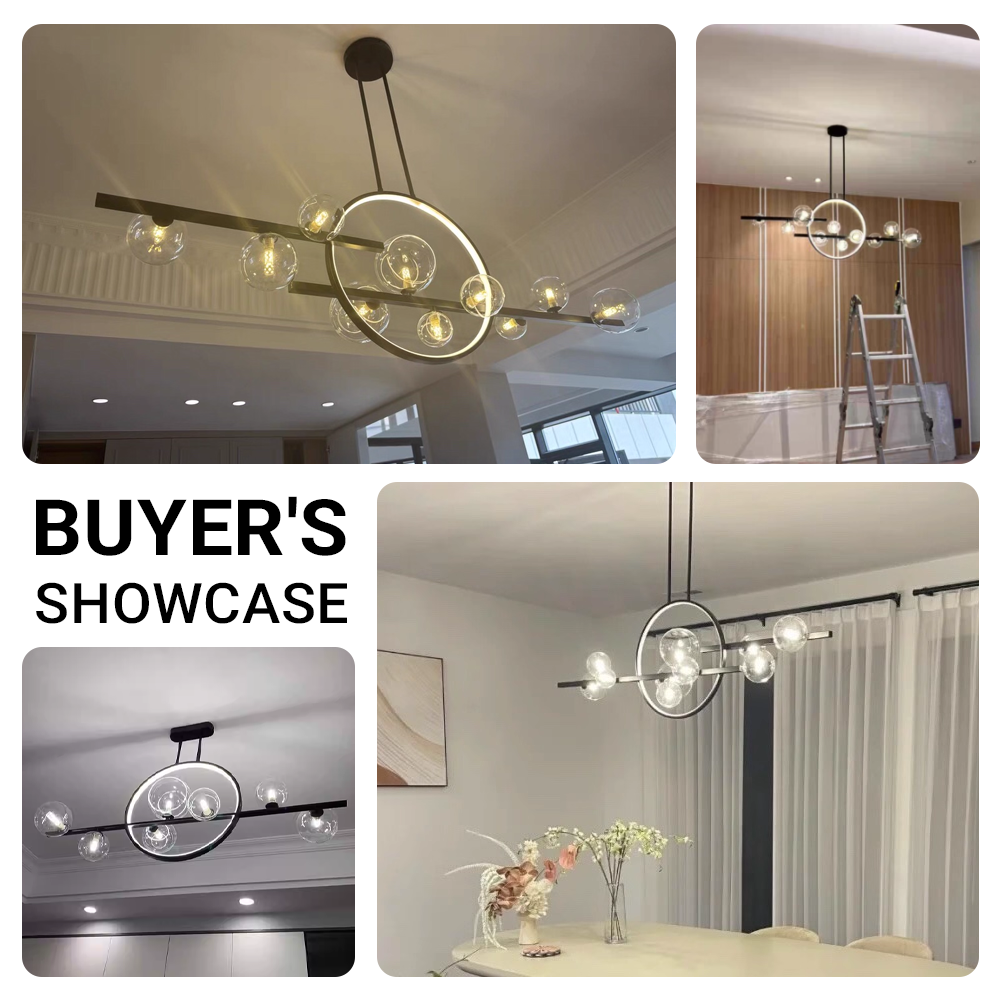 Glass Globe Sputnik Chandelier 10-Light LED Pendant Light CL-GM10