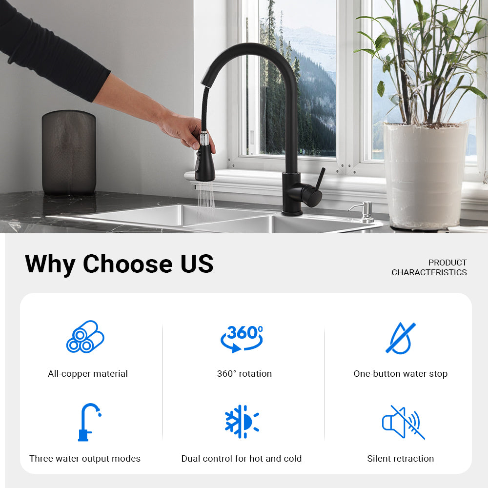 360° Faucet Pull Out Swivel Kitchen Mixer Tap by USOR - Australian Furniture & Homeware Store 