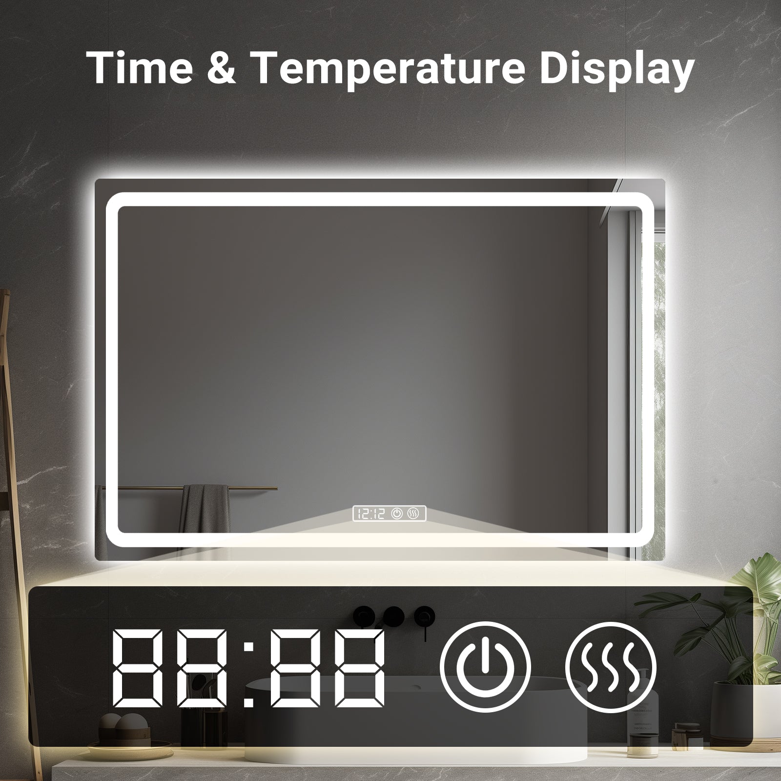 Dimmable Backlit Anti-Fog Bathroom Mirror by USOR - Australian Furniture & Homeware Store