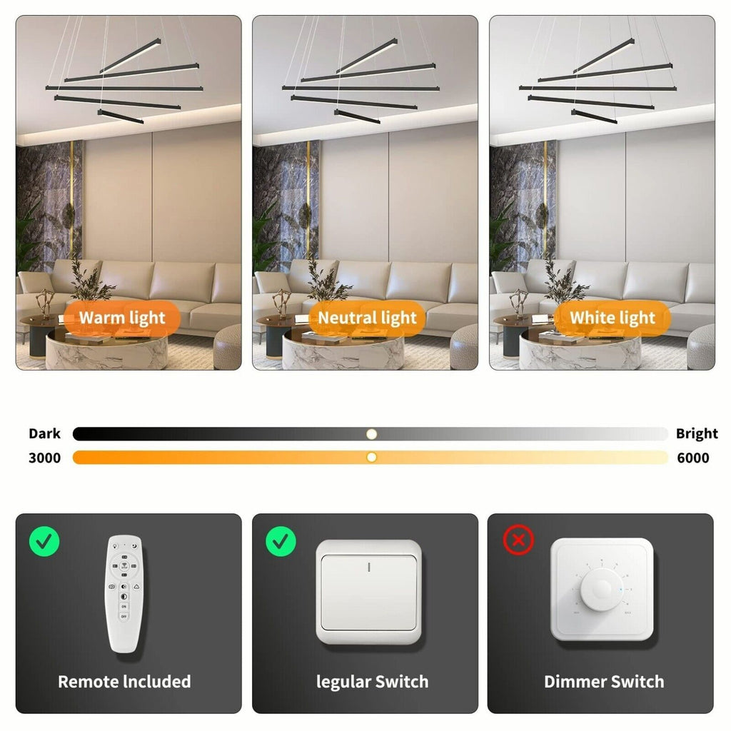 LED 5Bars Modern Chandelier by USOR - Australian Chandelier Store