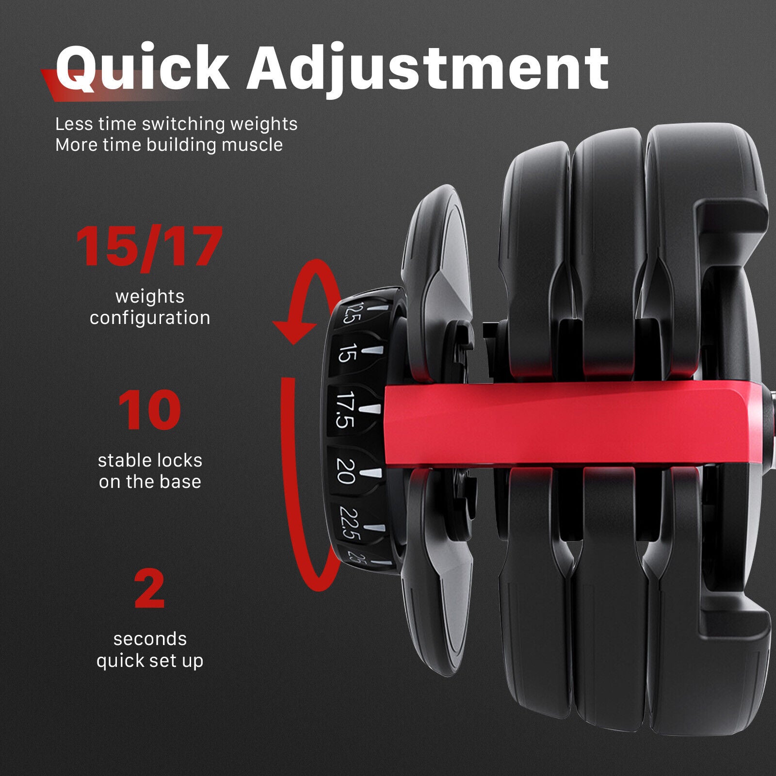 48kg/80kg Adjustable Dumbbells Set Weight Plates Home Gym Fitness Exercise