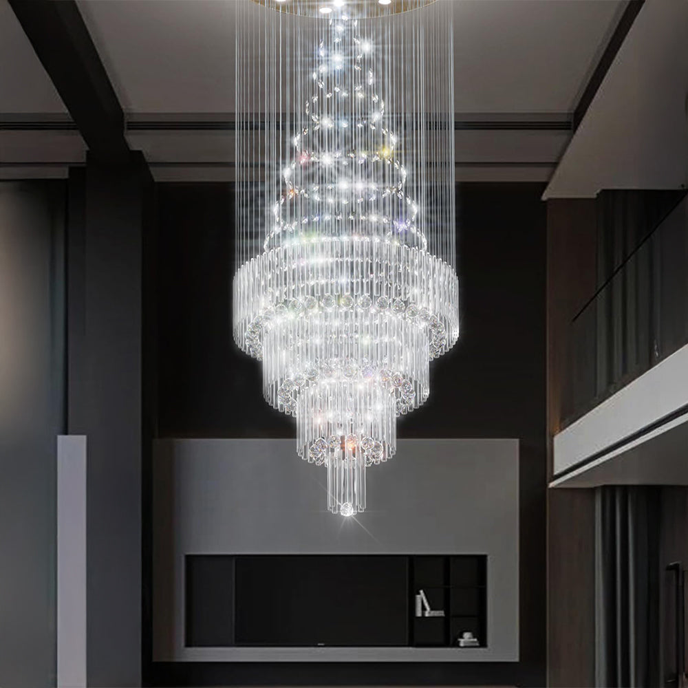 High Ceiling Crystal Raindrop Chandelier by USOR - Australian Chandelier Store