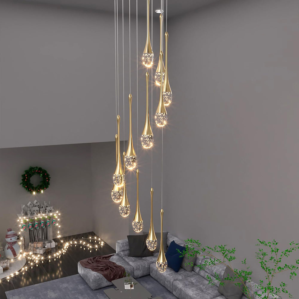 Modern 12/18 Lights Gold Raindrop Pendant Chandelier by USOR - Australian Chandelier Store