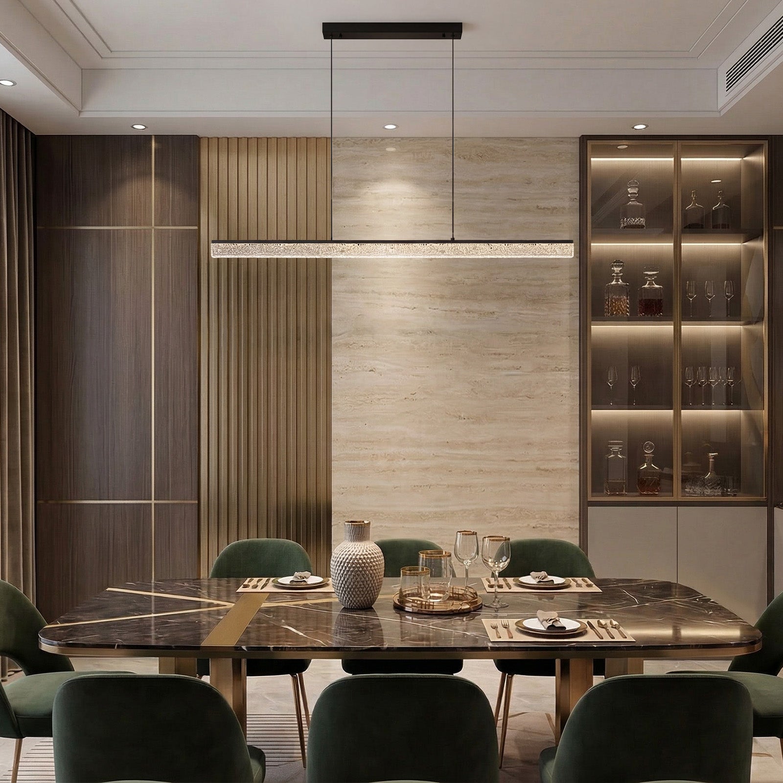 Crackle Resin Linear Pendant Light Modern Minimalist Dining Chandelier CL-LSCC