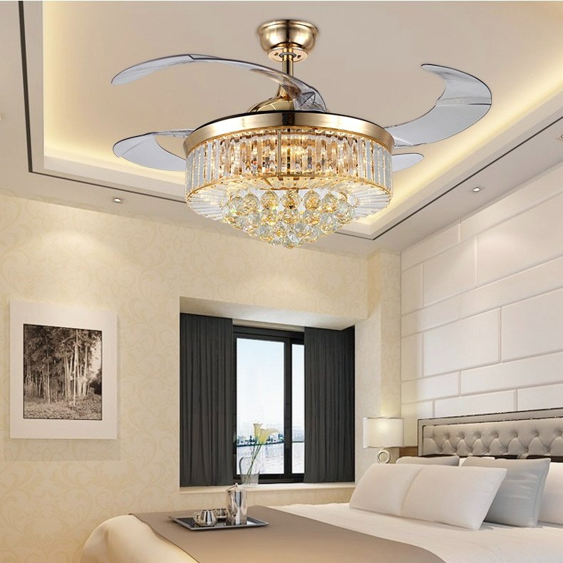 42'' Vintage Gold Ceiling Fan With Crystal Light by USOR - Australian Ceiling Fan Store