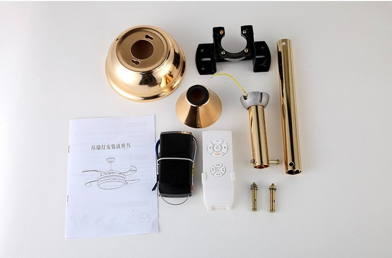 Ceiling Fan With Crystal Light 42''Vintage Gold Remote Control CF-4203