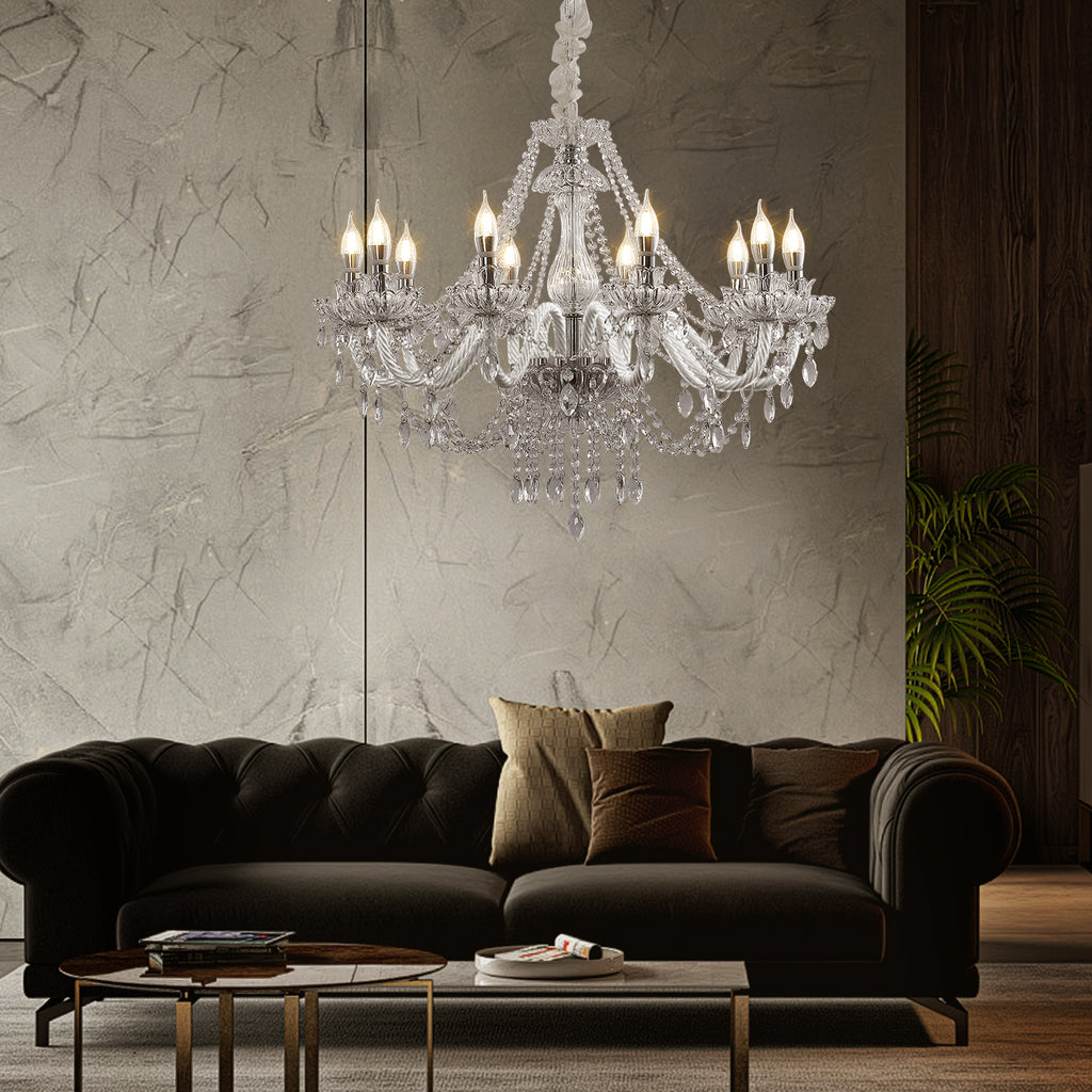 10 Lights Crystal Chandelier Large Ceiling Pendant Light CL-WCC10
