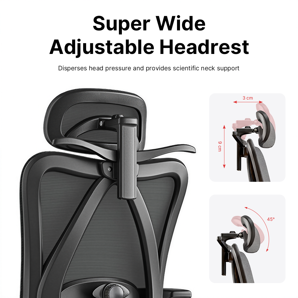 Ergonomic Office Chair Mesh Seat Adjustable Headrest Lumbar Support Recliner Footrest