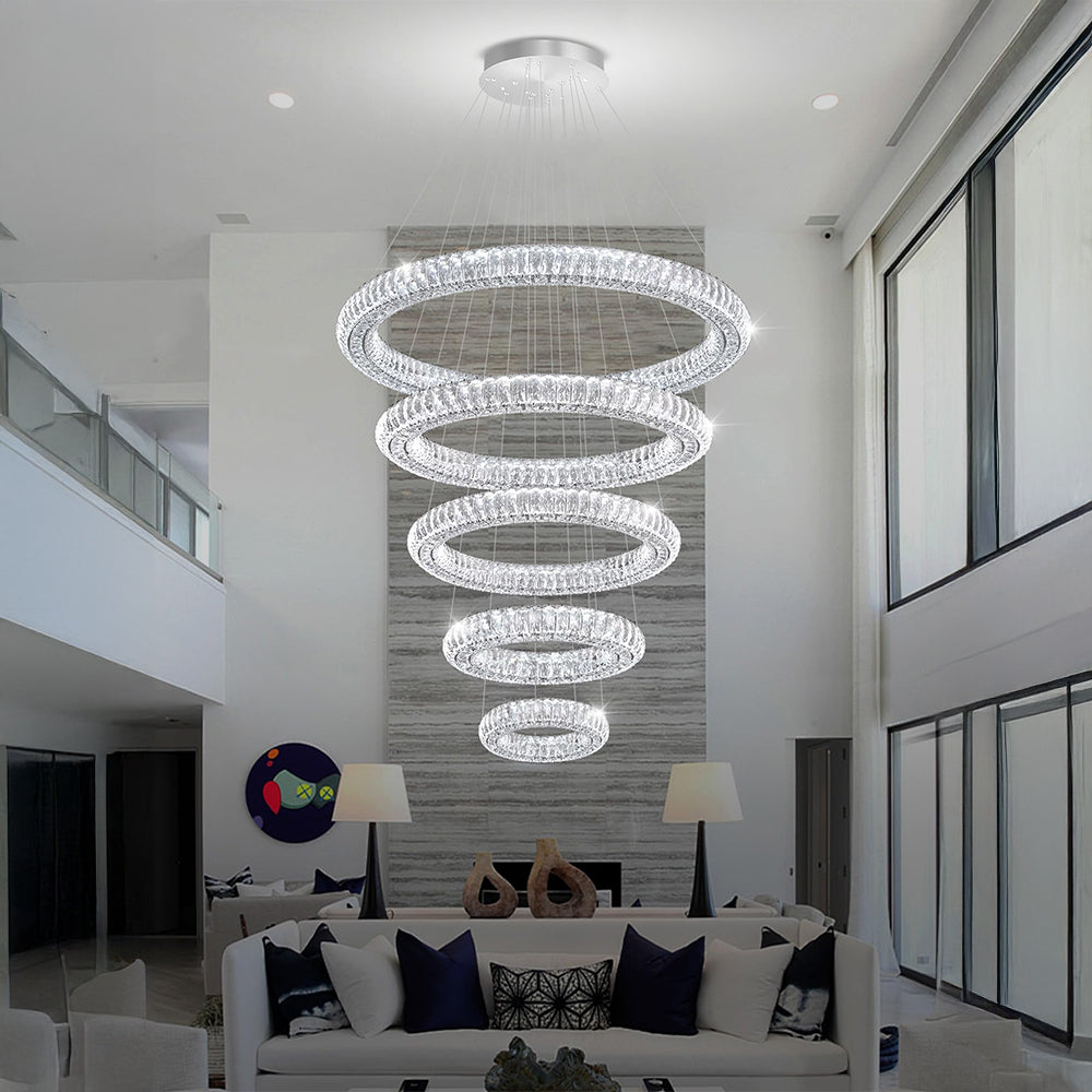 Modern 5 Rings Crystal Chandelier by USOR - Australian Chandelier Store