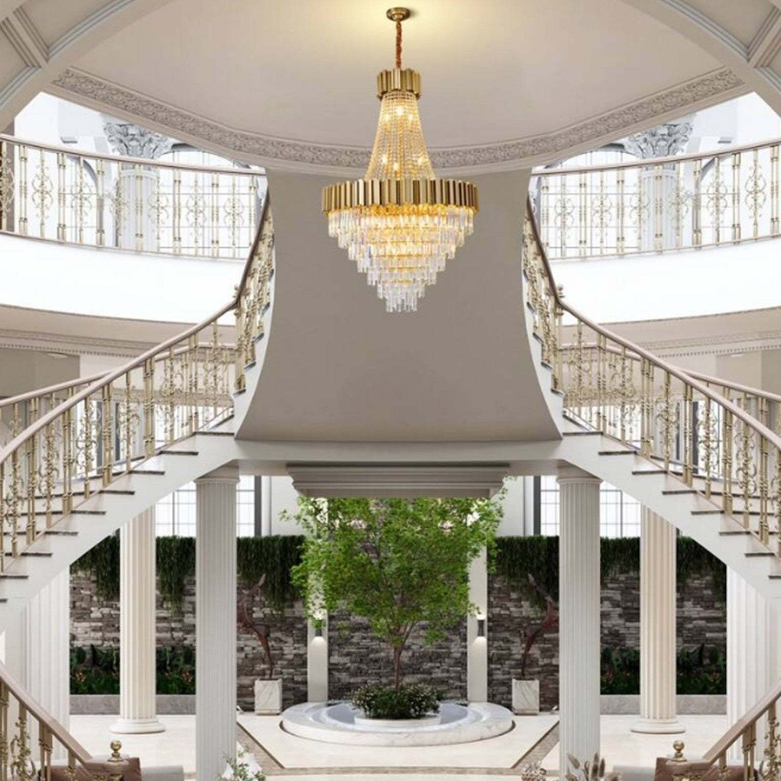 Luxury Crystal Spinning Top Chandelier Modern High Ceiling Light CL-CSTC