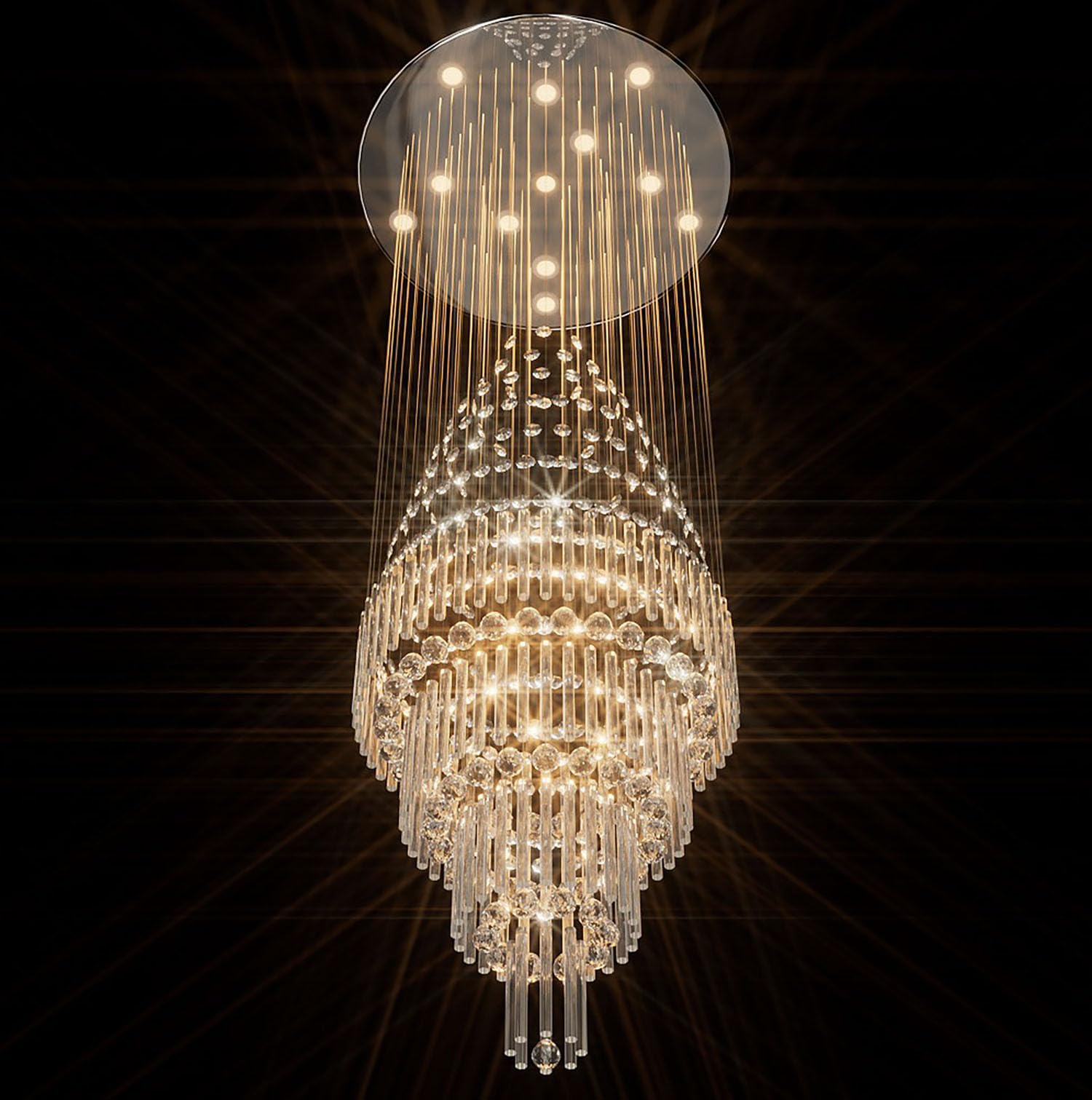 High Ceiling Crystal Raindrop Chandelier by USOR - Australian Chandelier Store