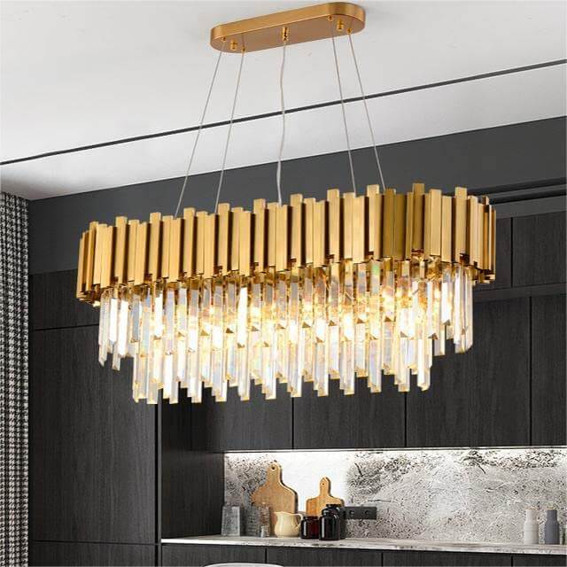 Luxury Crystal Strip Chandelier-Gold by USOR - Australian Chandelier Store
