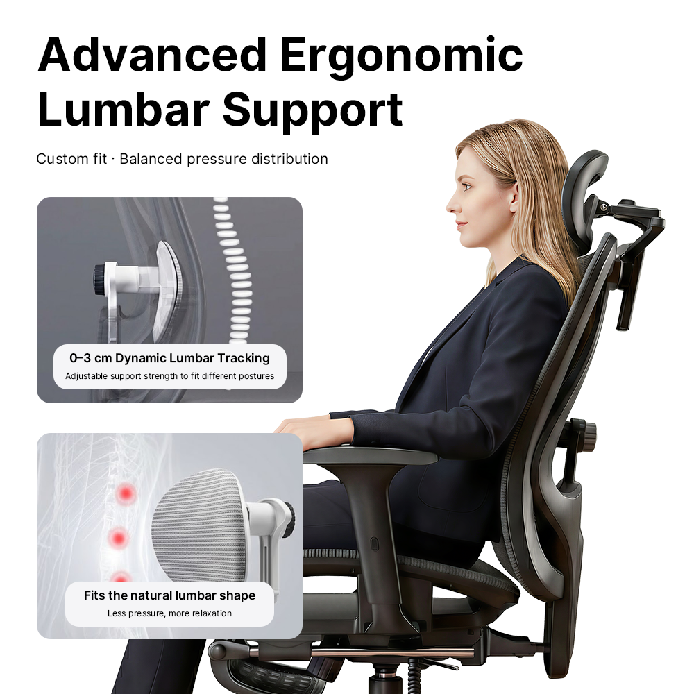 Ergonomic Office Chair Mesh Seat Adjustable Headrest Lumbar Support Recliner Footrest