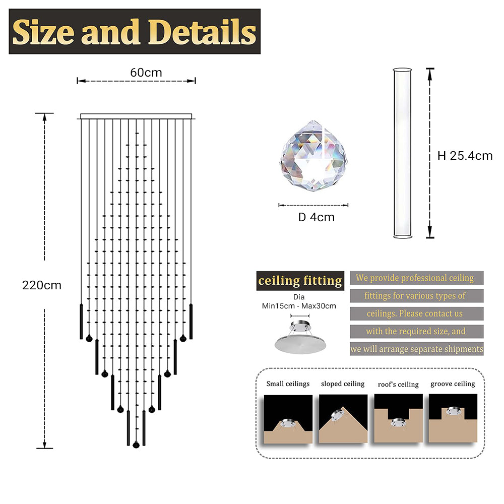 High Ceiling Crystal Raindrop Chandelier by USOR - Australian Chandelier Store