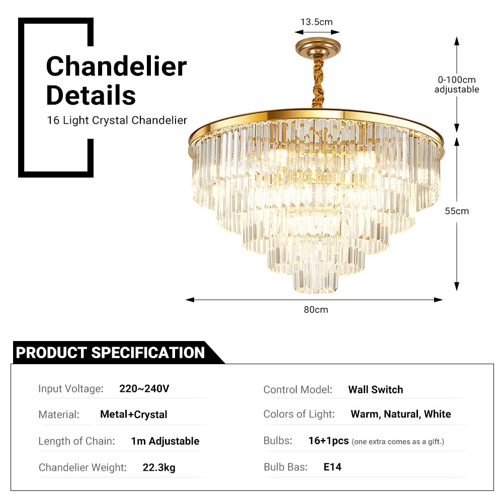 16Lights Crystal Chandelier-Black by USOR - Australian Chandelier Store