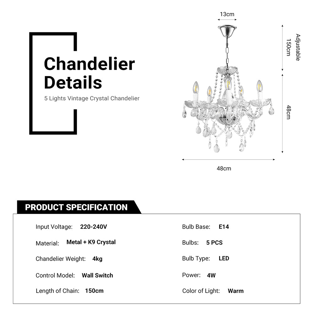 Vintage Crystal Chandelier by USOR - Australian Chandelier Store