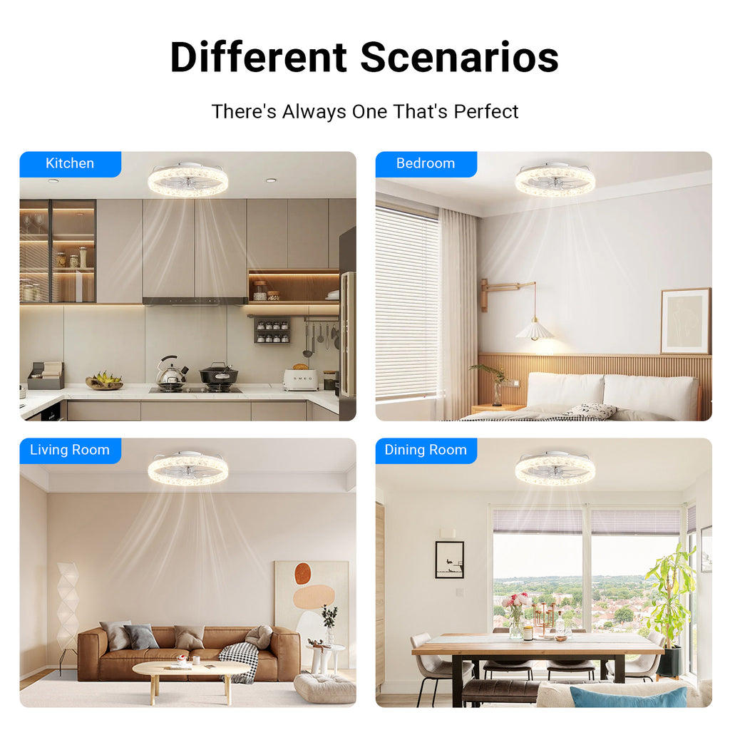 50cm Flush Mount Ceiling Fan with Crystal Light by USOR - Australian Ceiling Fan Store
