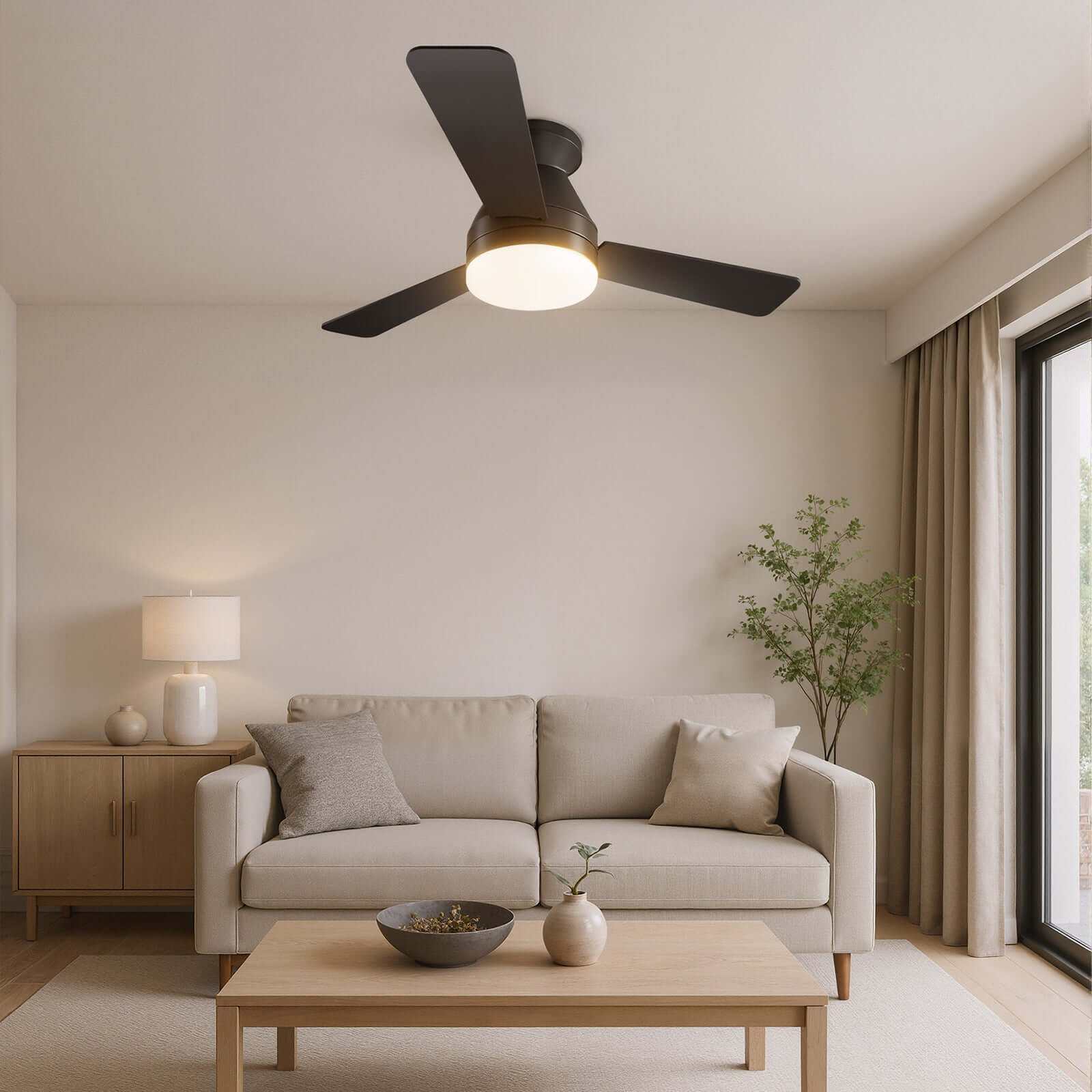 36/42" Low Profile Ceiling Fan with Light-Black by USOR - Australian Ceiling Fan Store